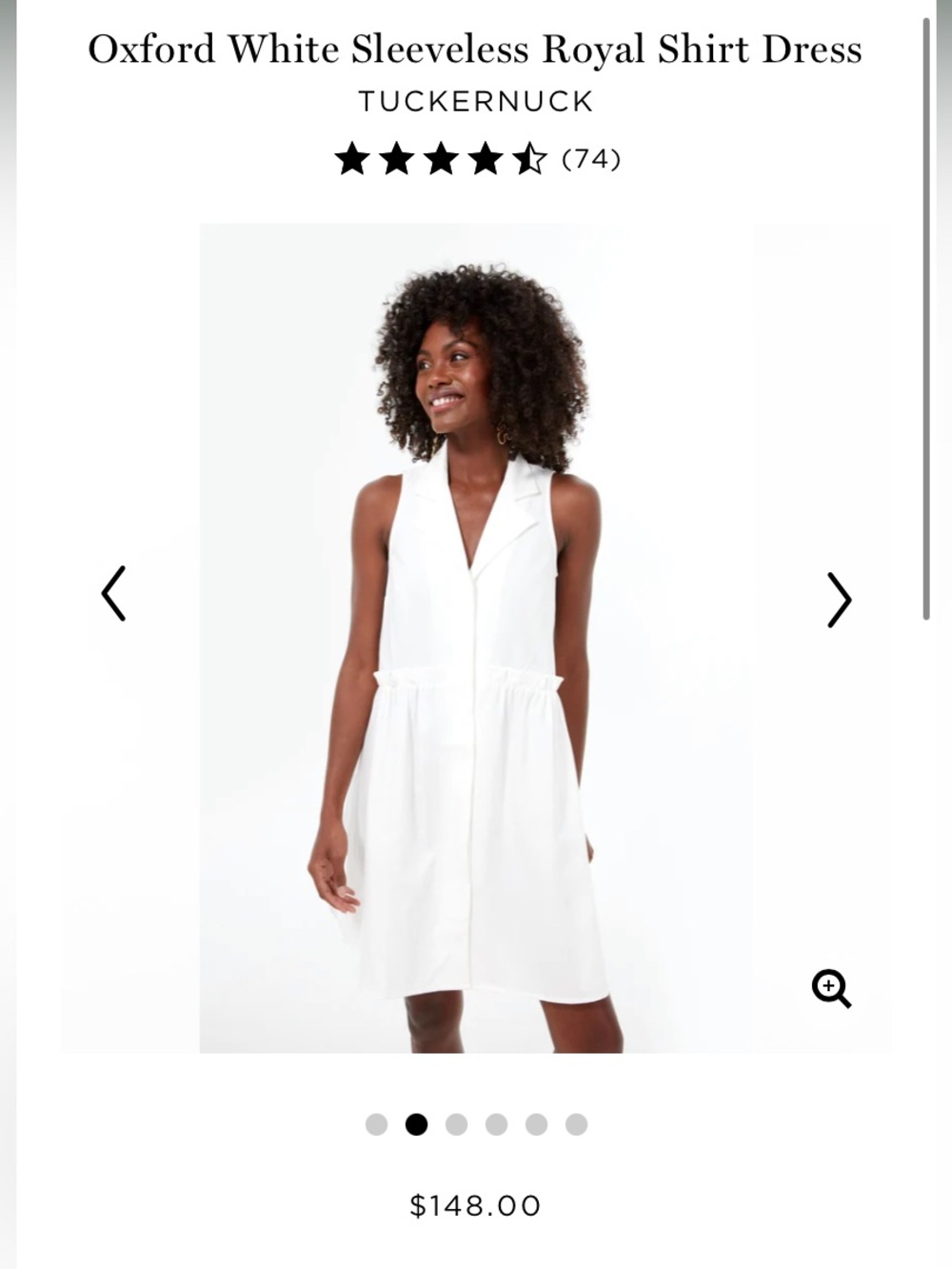Tuckernuck Oxford White Sleeveless Royal Shirt Dress